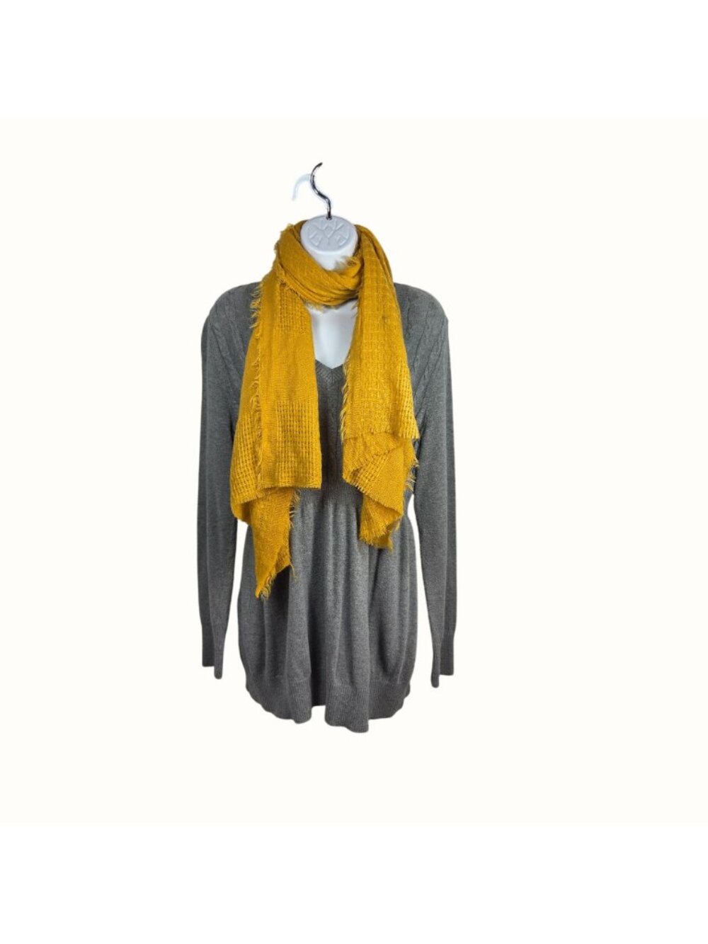 Cozy Mustard Yellow Scarf Lightweight Open & Closed Weave (Mix & Match 3/$15) - Picture 5 of 7